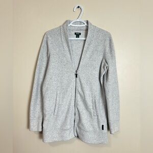 Roots Size S Women's Light Gray Zip-Up Cardigan